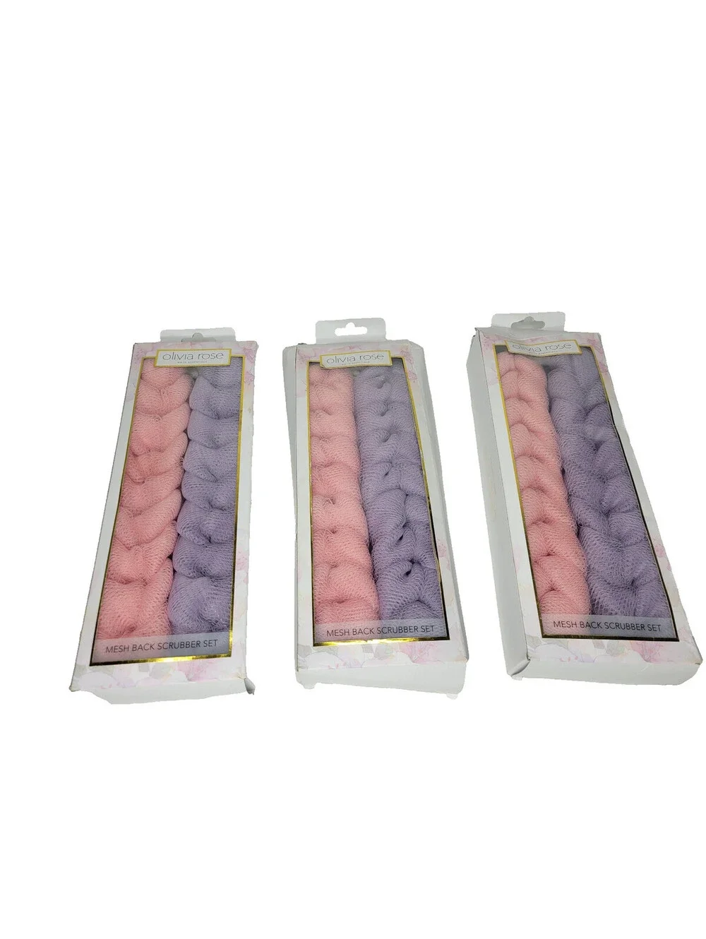 6pc Olivia Rose Mesh Body Scrub Bath Shower Back Scrubber *Distressed Packaging*